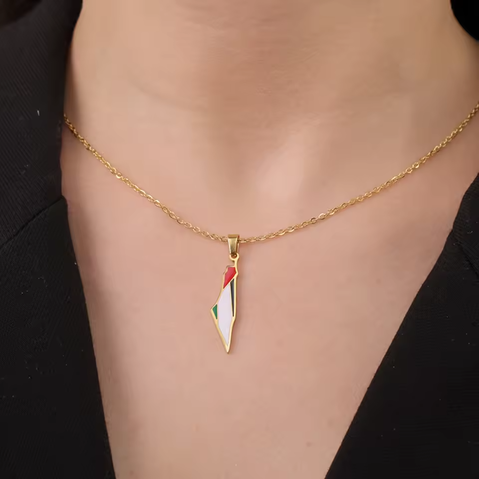 Palestine Pride Map Necklace