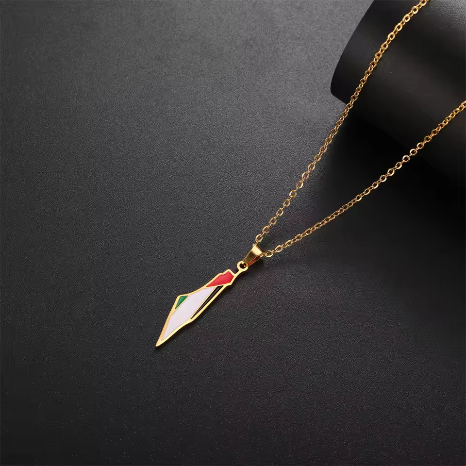 Palestine Pride Map Necklace