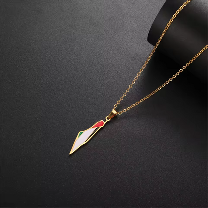 Palestine Pride Map Necklace