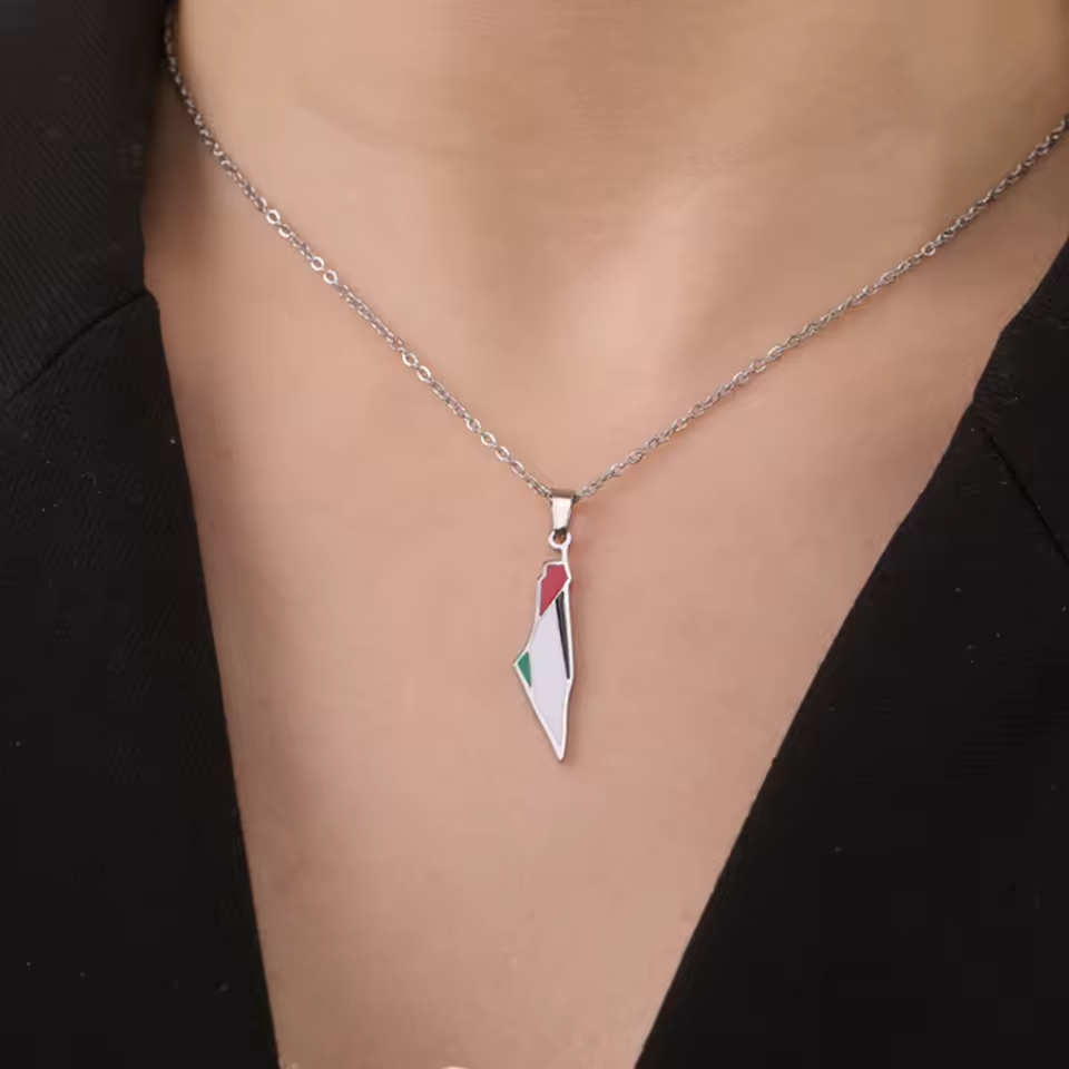 Palestine Pride Map Necklace