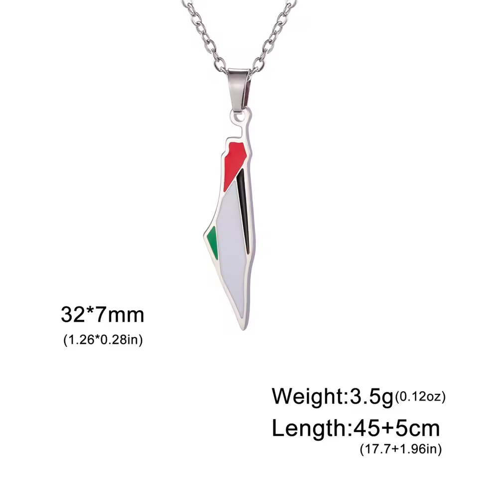 Palestine Pride Map Necklace