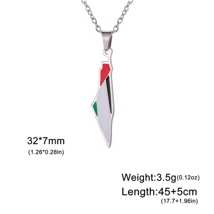 Palestine Pride Map Necklace
