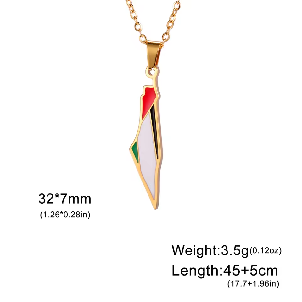 Palestine Pride Map Necklace